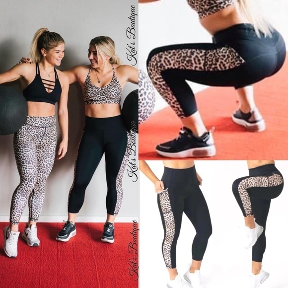 (NWT) Zyia Women’s Leopard Pocket Brilliant Hi-Rise Capri 20" in Black - Picture 4 of 16